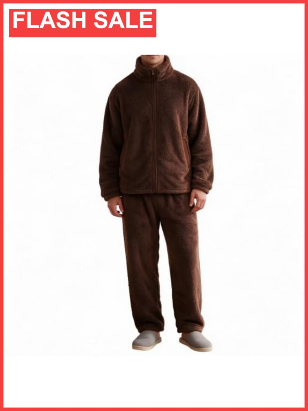 Men's 2-Piece Sherpa Fleece Pajama Set Full-Zip Lounge Set